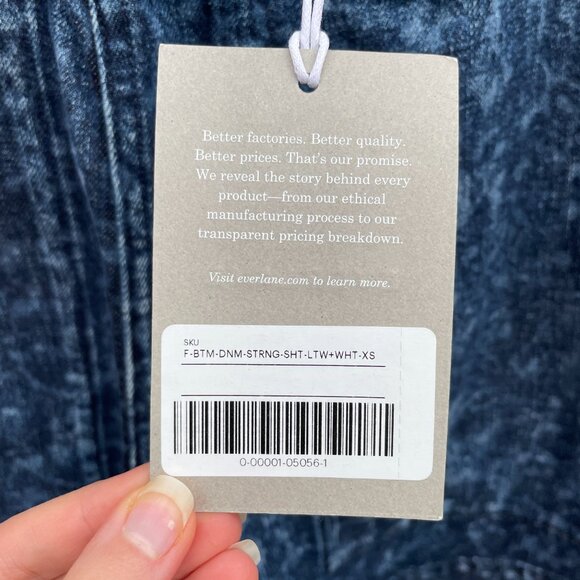 [SOLD on eBay] Everlane Dark Acid Wash Denim Shorts Organic Cotton Elastic Waist - Picture 4 of 7